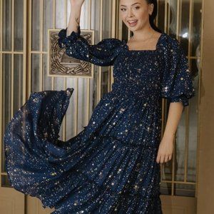 Ivy City Co Starry Night Dress - Navy 2X